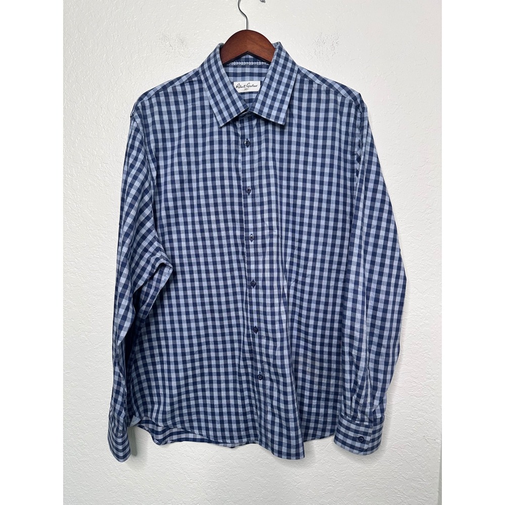 Robert Graham Men's Blue Gingham Check Button Down Shirt